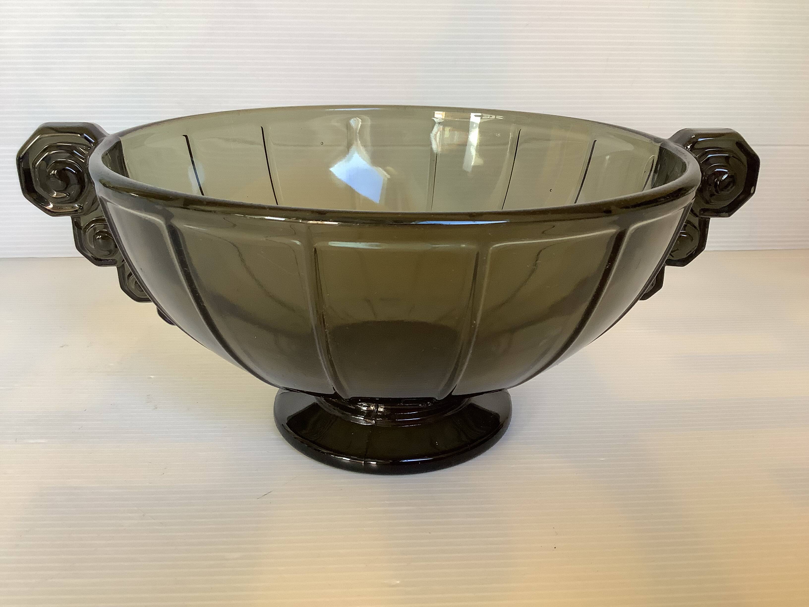 Geometric cup pressed molded glass art deco