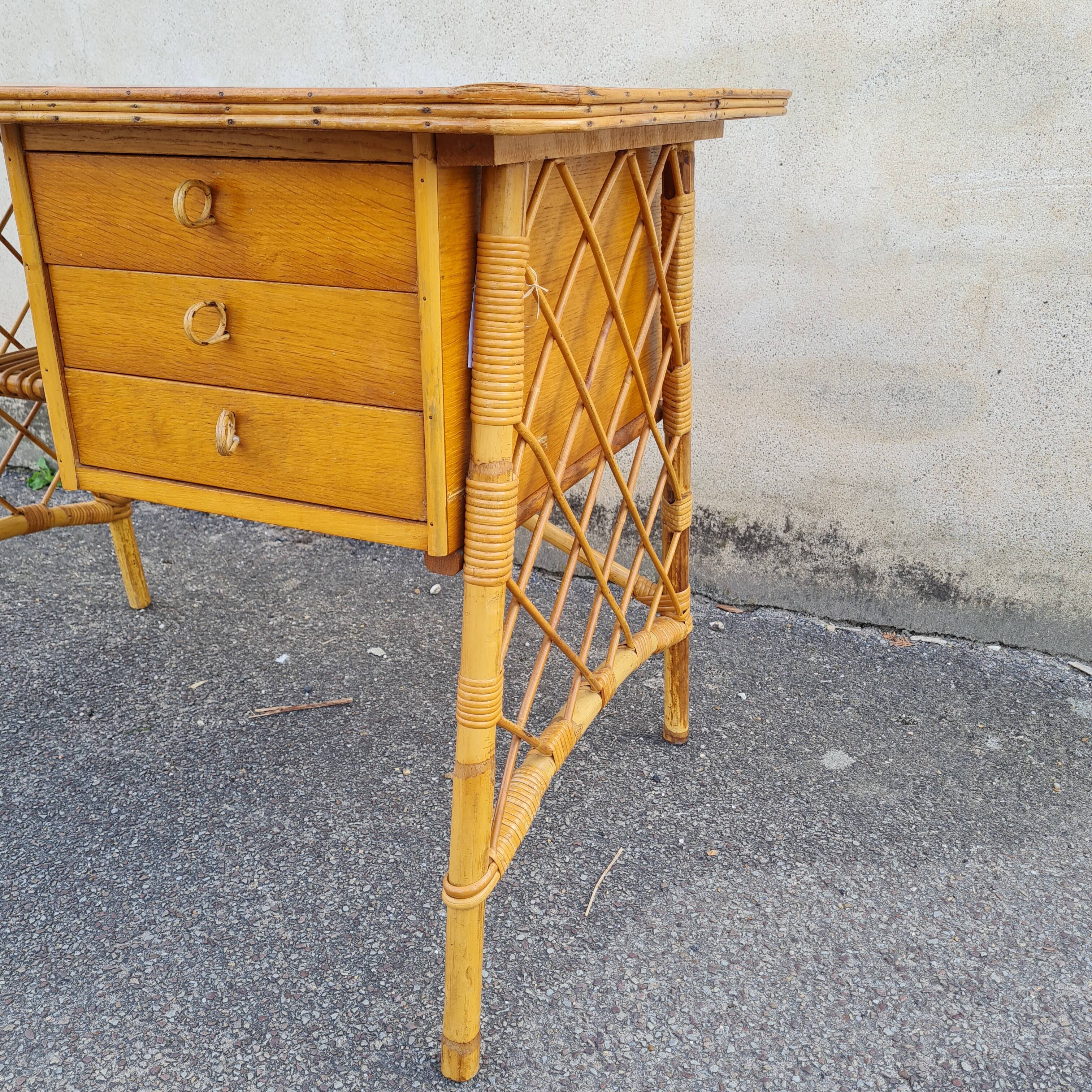 Louis Sognot rattan office 1960