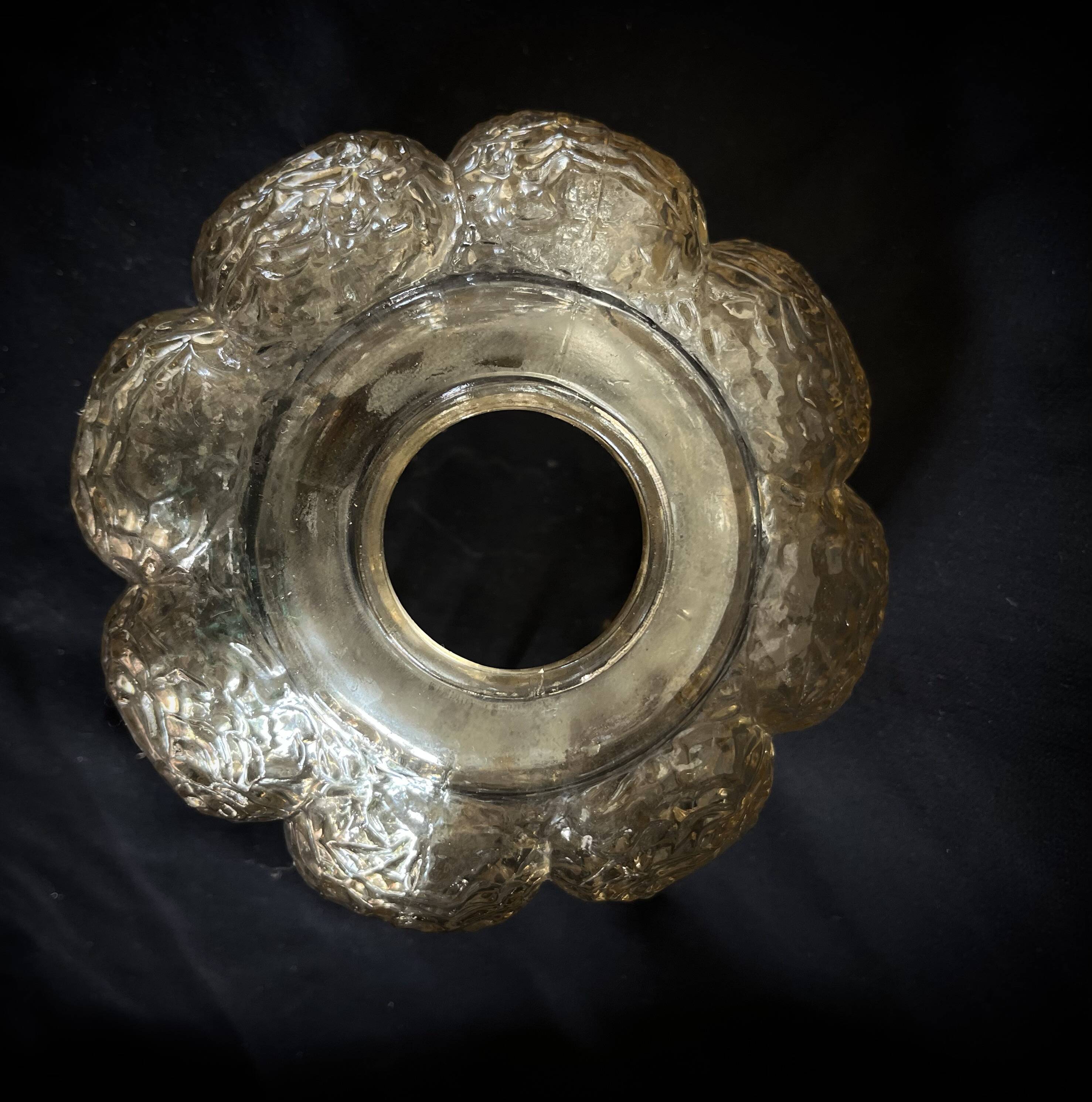 Small glass ball pendant light with amber plant effect