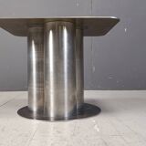 Ecthed metal brutalist side table, 1970s