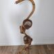 Vintage serpent plant stand in rattan and bamboo - 1960s