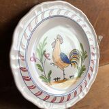 Old decorative plate Quimper France style ceramic vintage rooster design