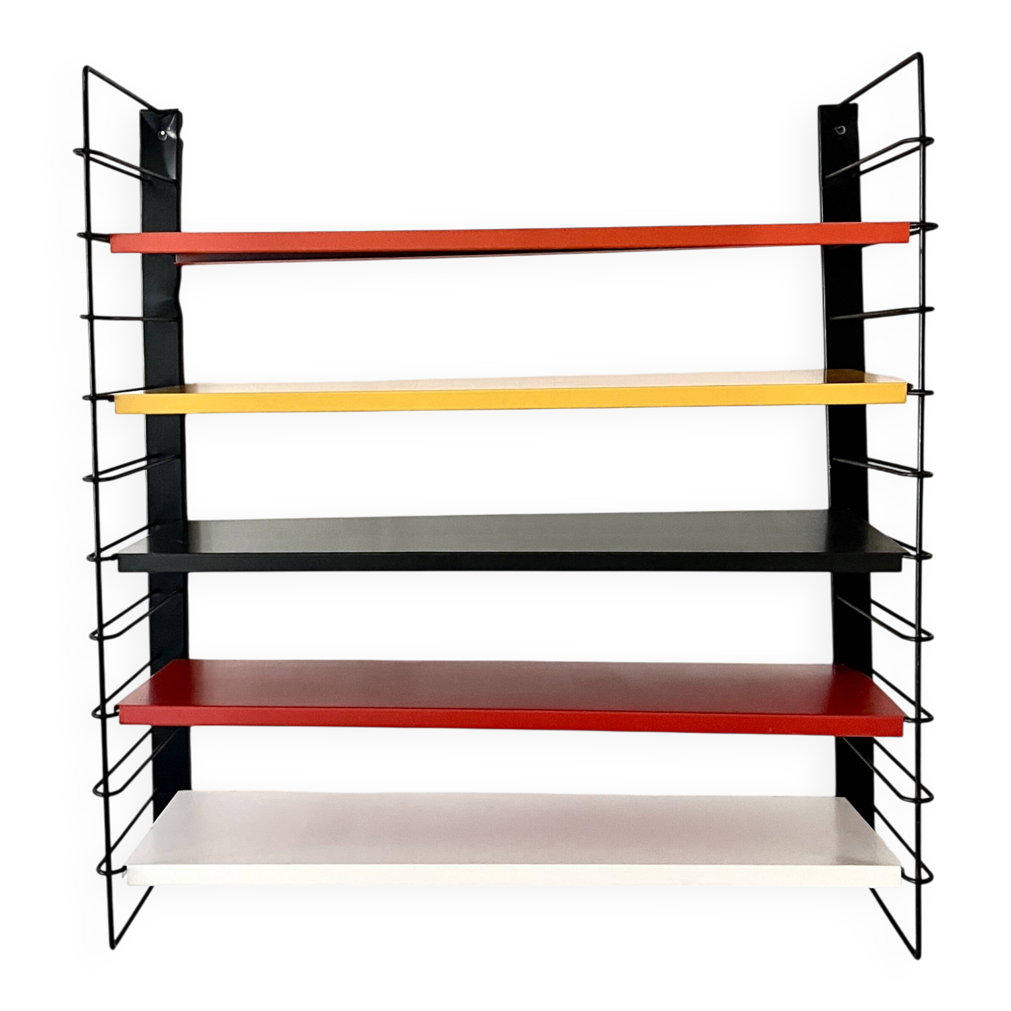 Étagère murale en métal Tomado De Stijl vintage originale (5 étagères), milieu du siècle