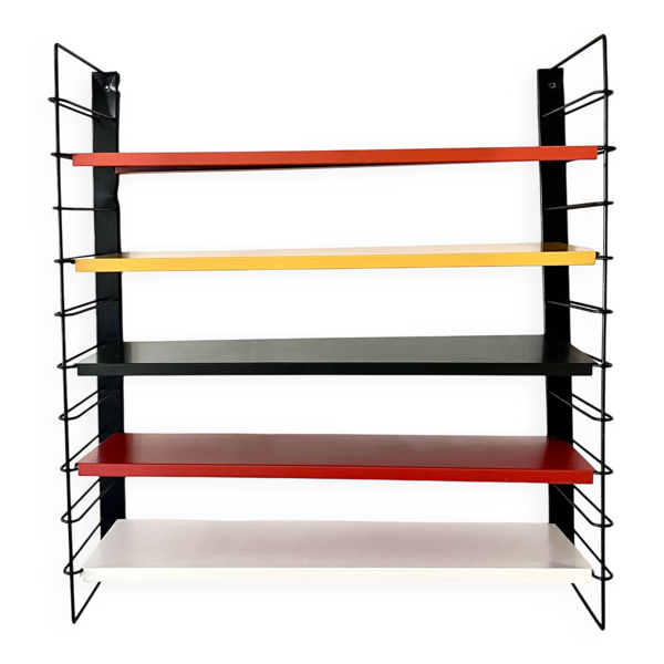 Étagère murale en métal Tomado De Stijl vintage originale (5 étagères), milieu du siècle — Beyit