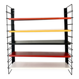 Étagère murale en métal Tomado De Stijl vintage originale (5 étagères), milieu du siècle
