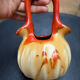 Vase soliflor double ouverture Belgique orange marron vintage