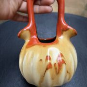 Vase soliflor double ouverture Belgique orange marron vintage