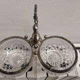 Crystal bowls joined by "swan neck" creation.