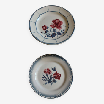 Lot 2 petites assiettes Digoin Sarreguemines Malmaison Marinette