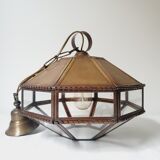 Art Deco glass and brass pendant lamp