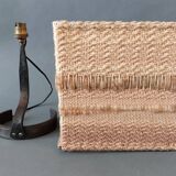 Brutalist lamp 1950 in wrought iron with handmade wool lampshade.