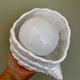 Vintage shell lamp in ceramic and white opaline