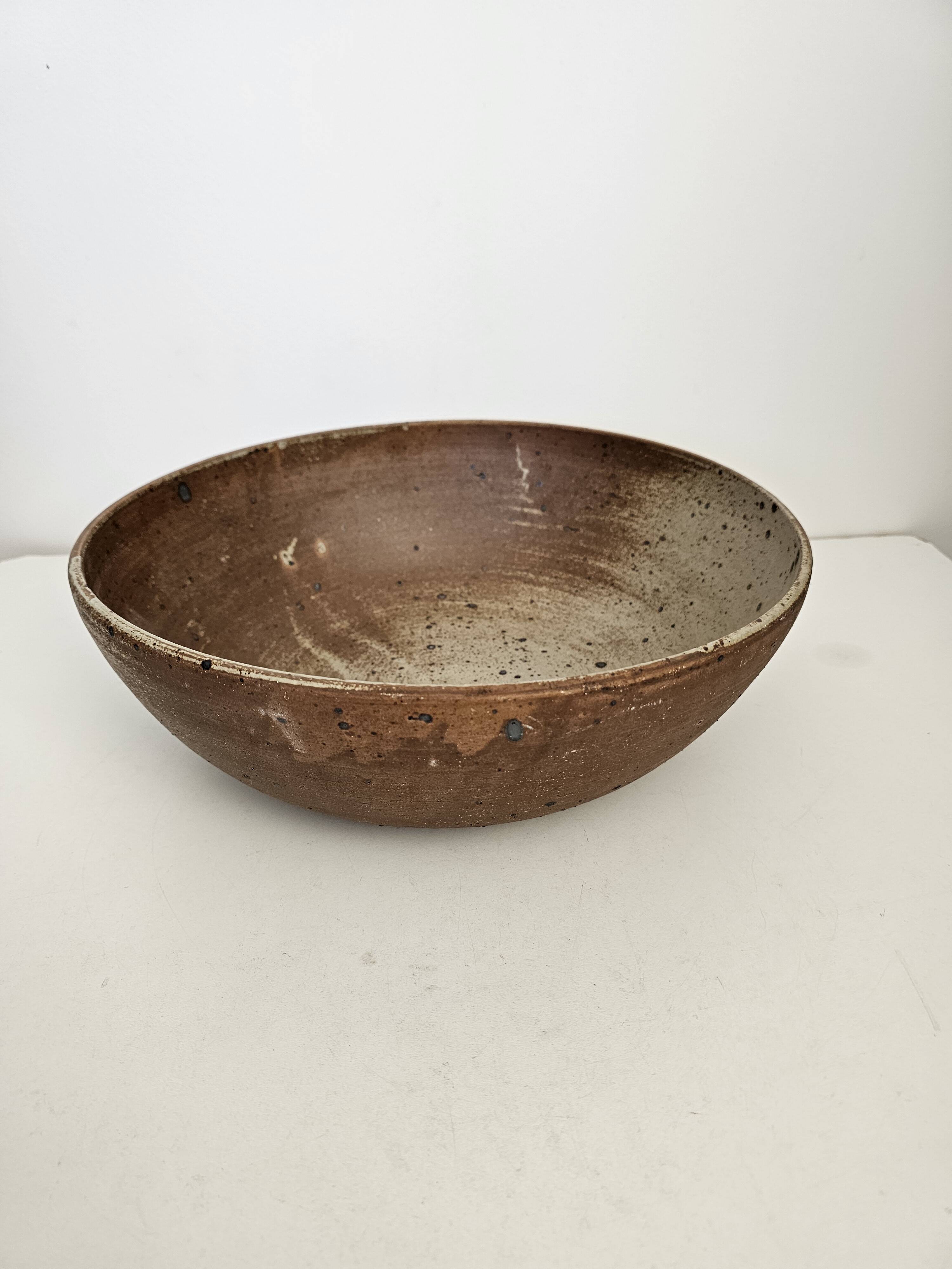 Salad bowl Ceramic stoneware pyrithione dish signed pictogram 34cm