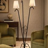Tripod floor lamp in tubular metal - 1950s
