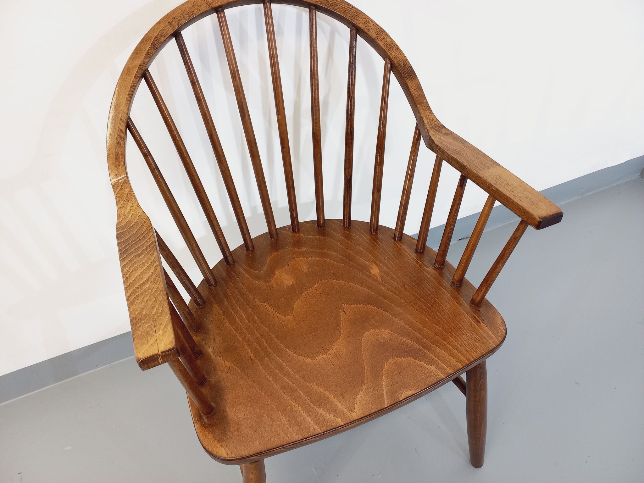 Baumann vintage Bridge Western fan armchair in wood from the 70s