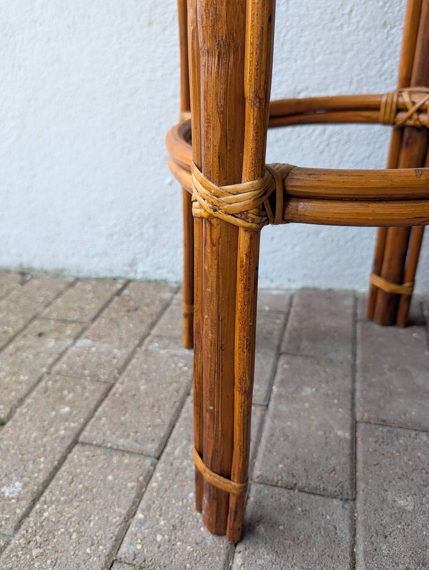 Tabouret haut en rotin – années 1960