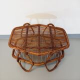Coffee table with magazine tray in vintage rattan from the 60s