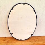 Miroir ovale bleu émaillé vintage