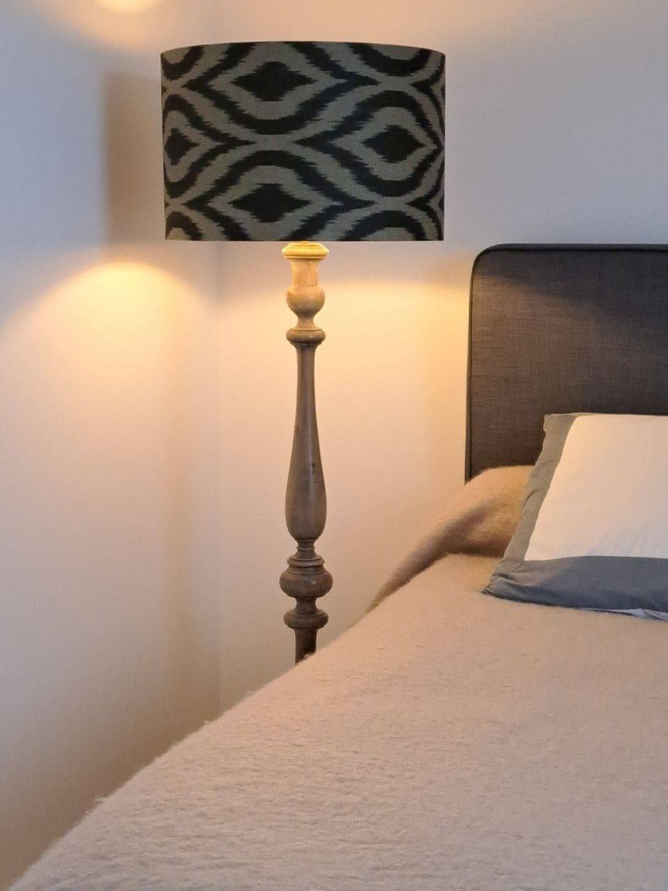 Vintage turned wooden floor lamp