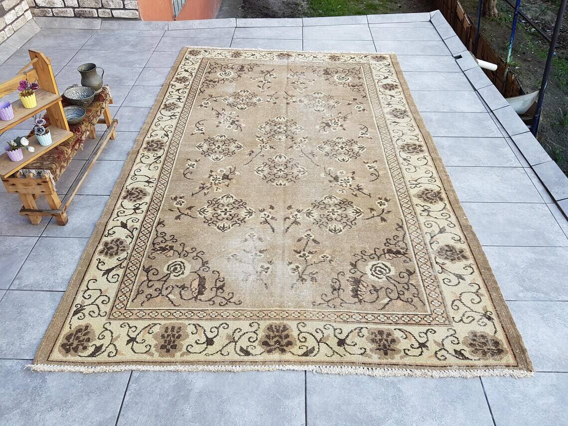Oushak Vintage Floral Handmade Rug sku882