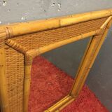 1970s mirror bamboo and rattan