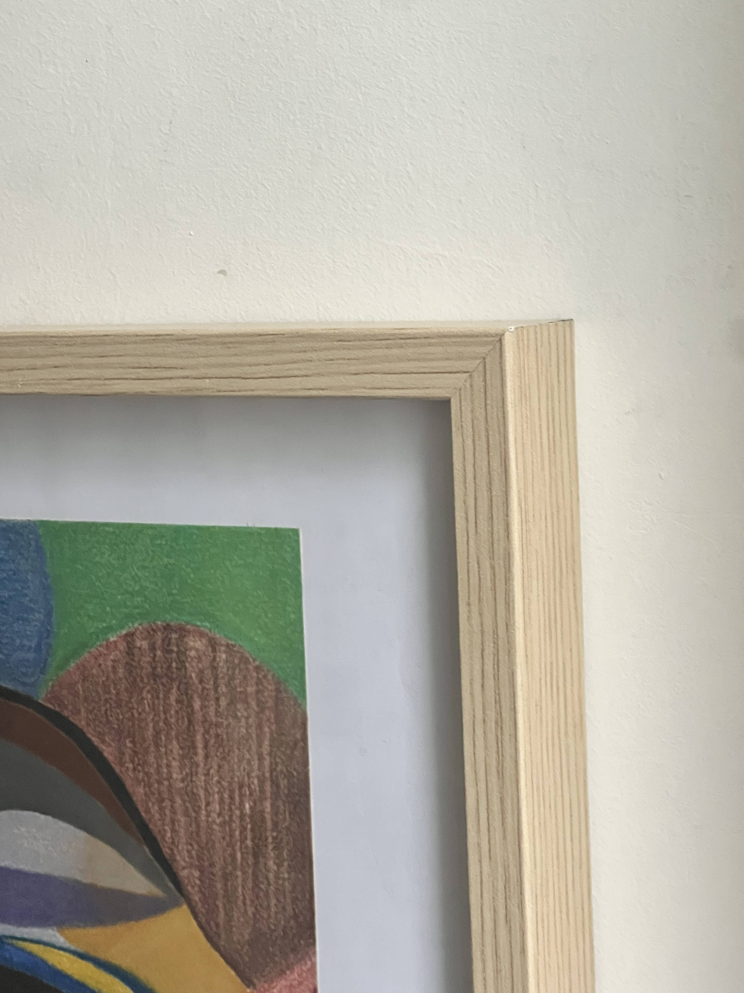 Vintage cubist still life pastel under glass and signed from 1967.