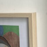 Vintage cubist still life pastel under glass and signed from 1967.