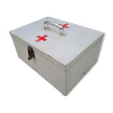 Portable pharmacy box made of vintage wood