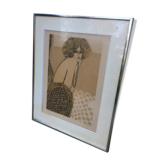 Jean-Pierre Cassigneul original lithograph signed: young woman with necklace