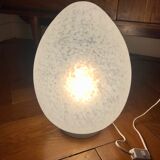 Egg lamp speckled white glass