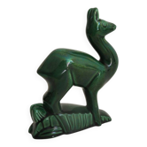 Ancienne figurine daim en céramique verte St Clément