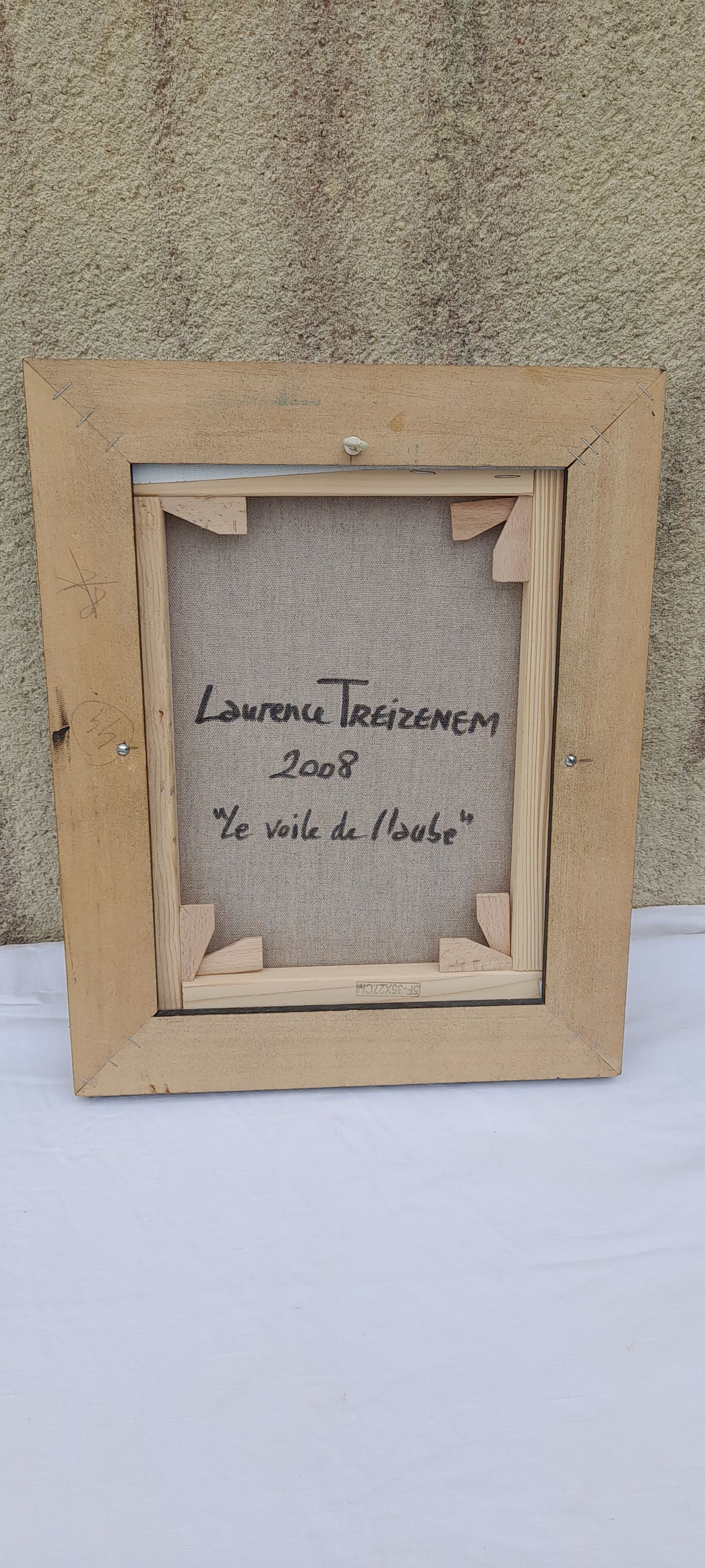 The veil of dawn oil on canvas signed Laurence Treizenem 41 x 33 cm