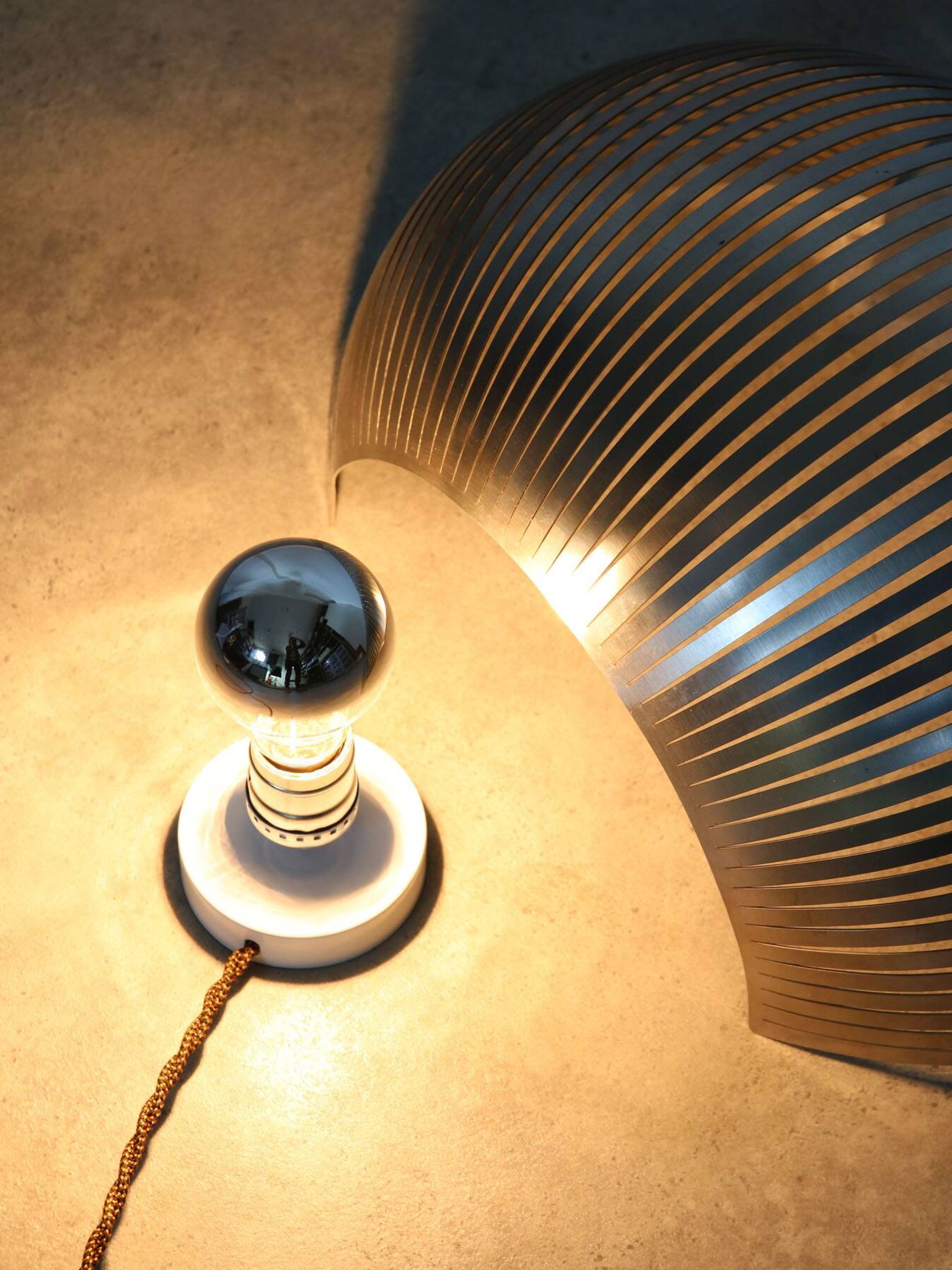 Vintage modernist stainless steel wall or table lamp