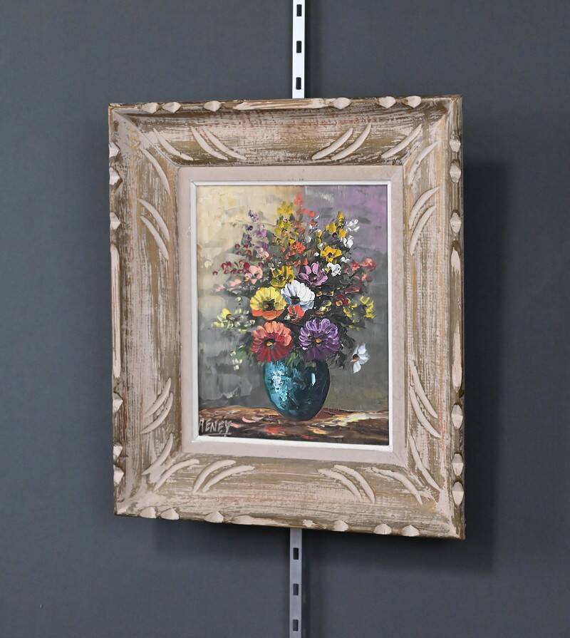 Painting "Floral Harmony" signed Reney – 1st part of the 20th century
