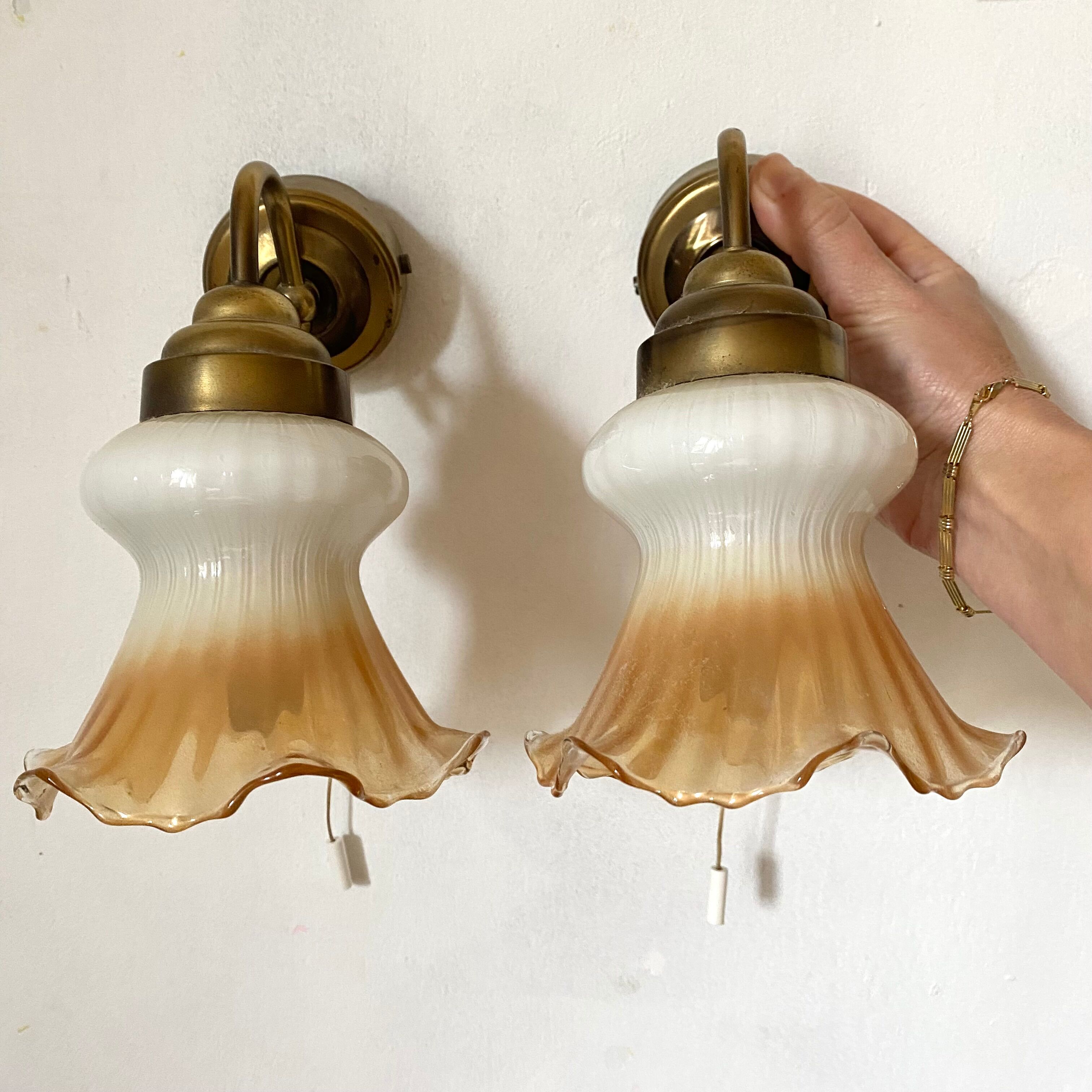 Pair of tulip sconces