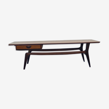Table de salon Louis van Teeffelen à Teck avec un double tiroir des années 1950