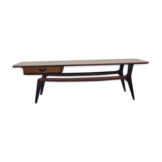 Table de salon Louis van Teeffelen à Teck avec un double tiroir des années 1950