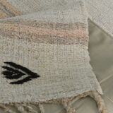 Beige & Black Striped Vintage Kilim Rug, 170x256 Cm