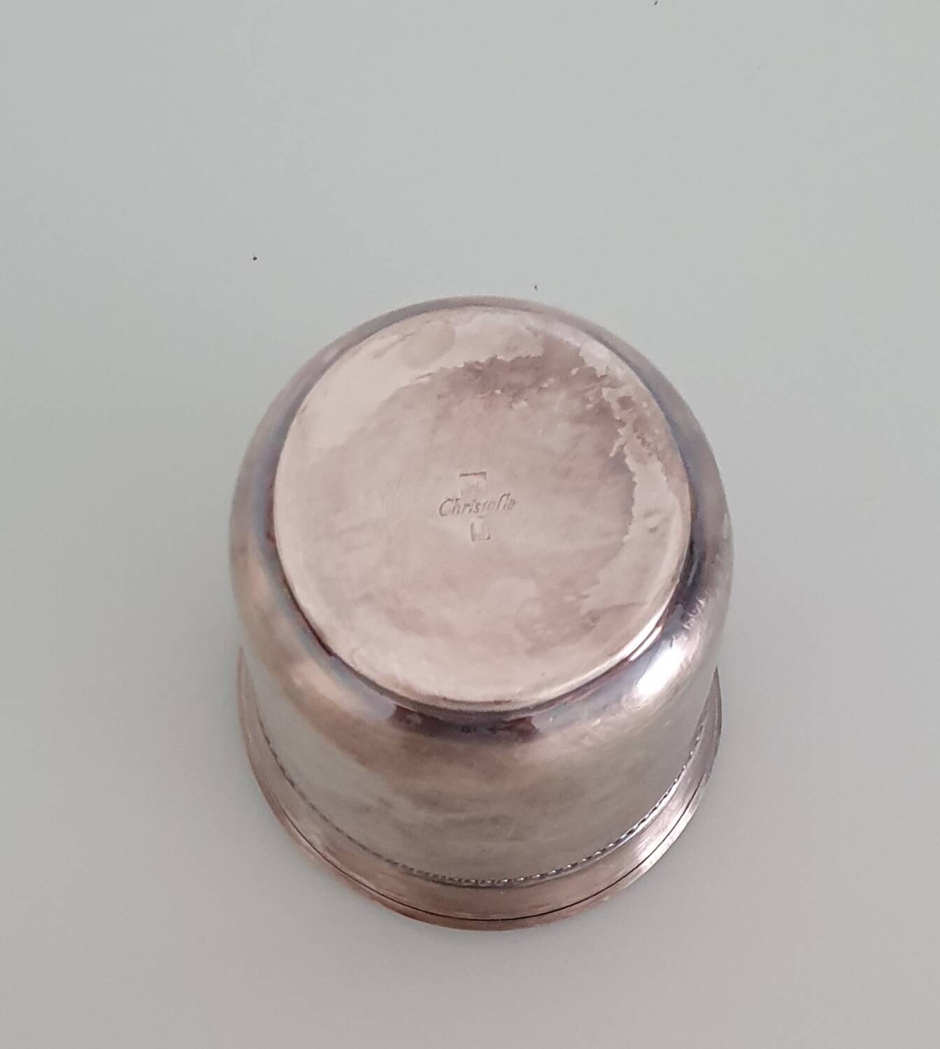 Christofle "Pearls" silver-plated cup