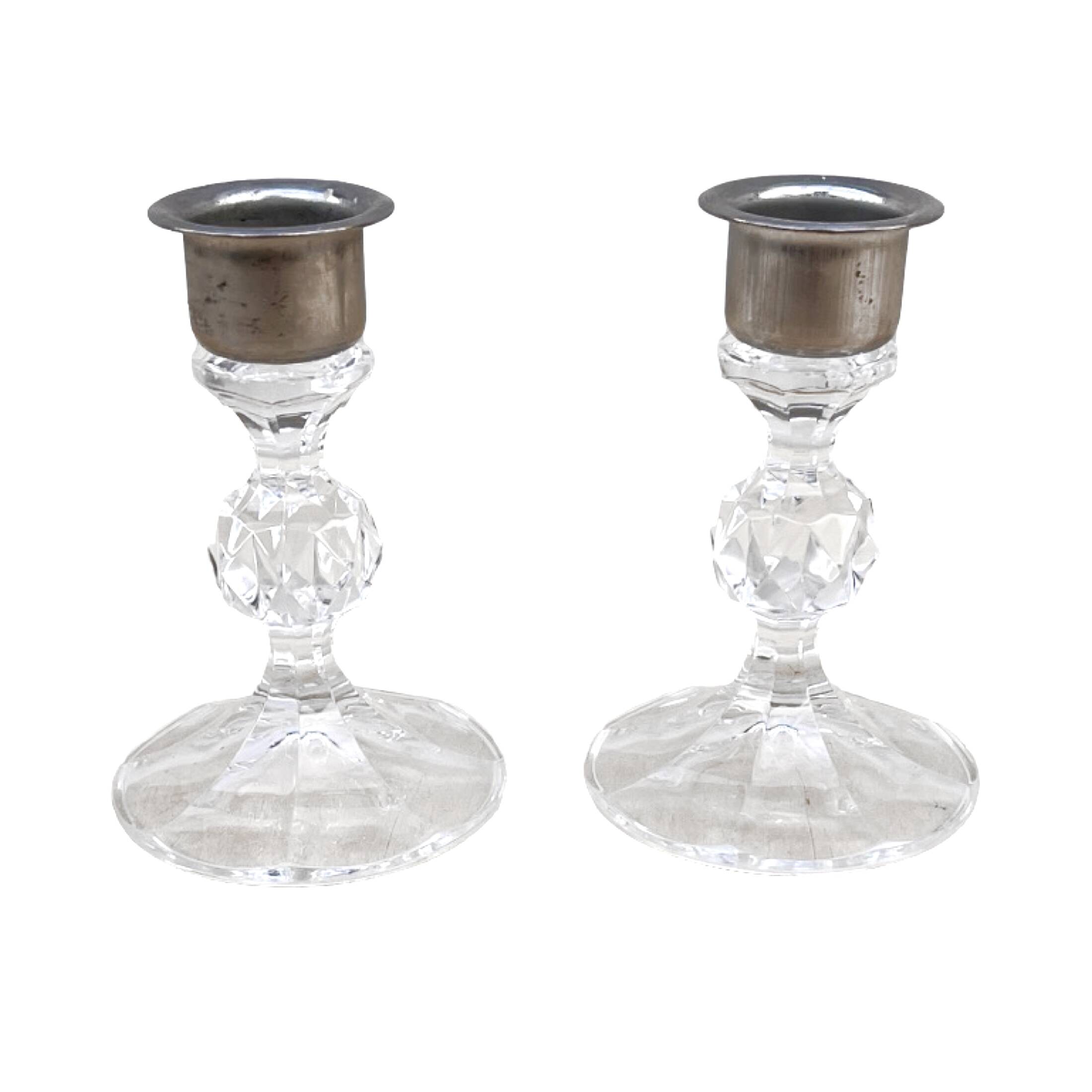 Paire de bougeoirs en cristal, Crystalex, Tchécoslovaquie, années 1980.
