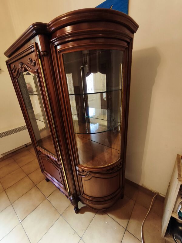 Argentier, vitrine en merisier massif