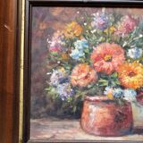 Oil Painting Bouquet of Flowers Impressionist Signed Boucher Wooden Frame
