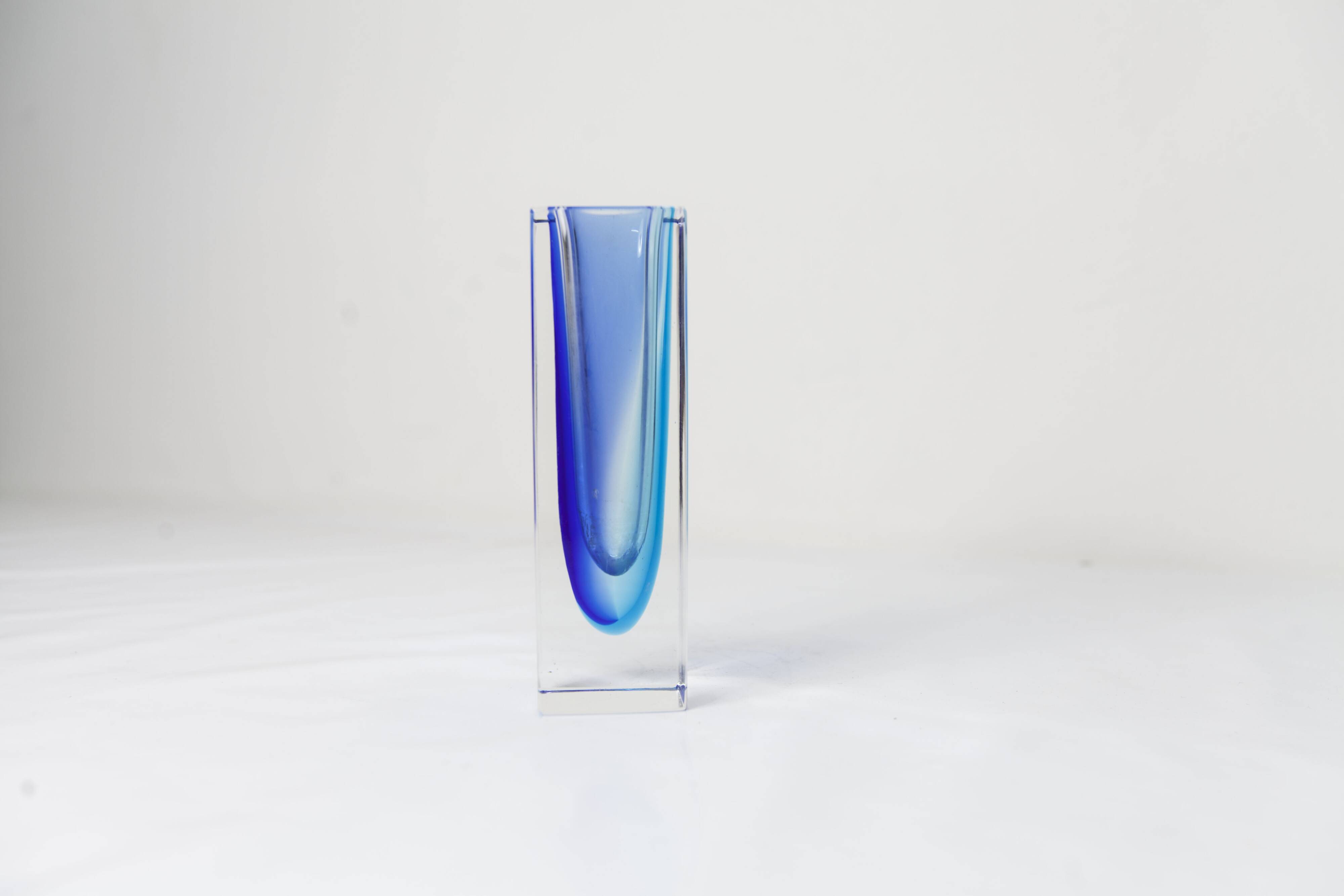 Sommerso Murano blue vase 1960