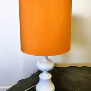 Midcentury Ceramic Danish Table lamp with Orange Shade, 1970s. Denmark