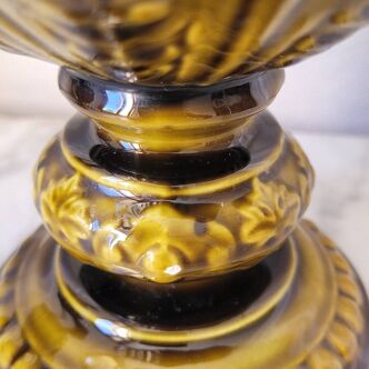 Olive green earthenware vase