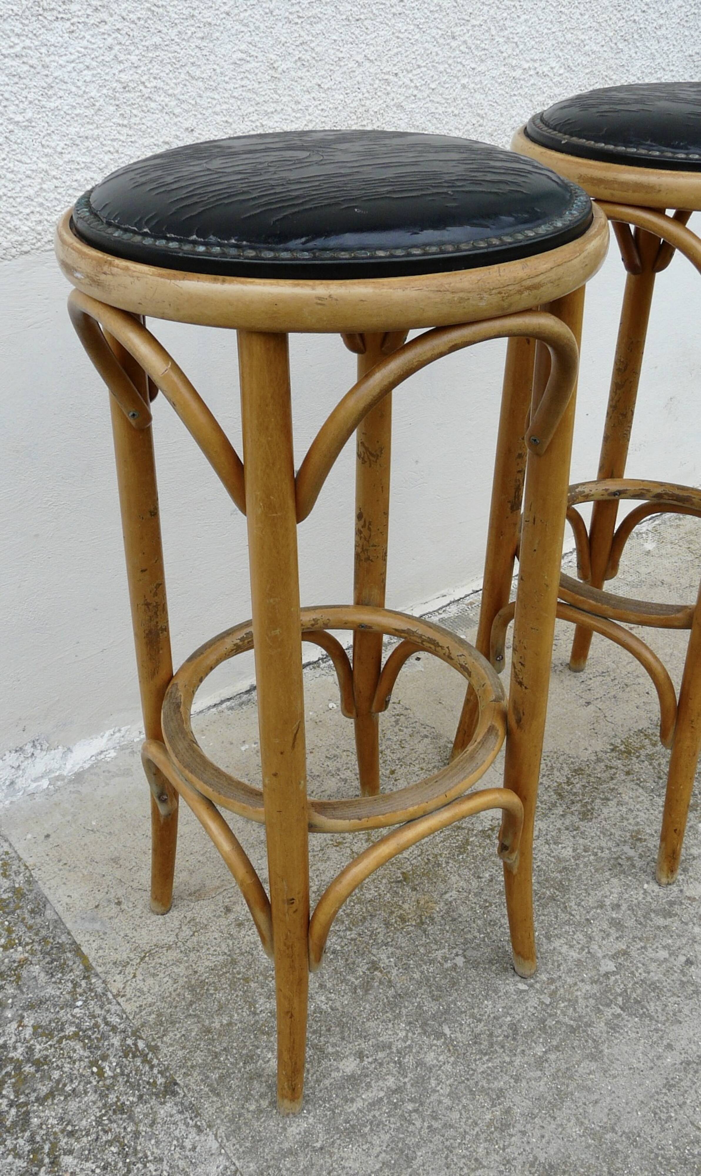 Pair of vintage bentwood bar stools