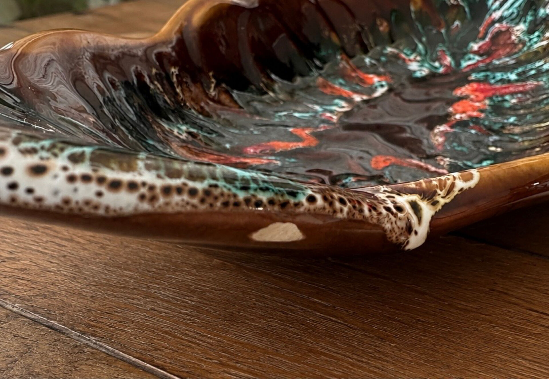 Large Vallauris bowl in glazed ceramic, free form – vintage