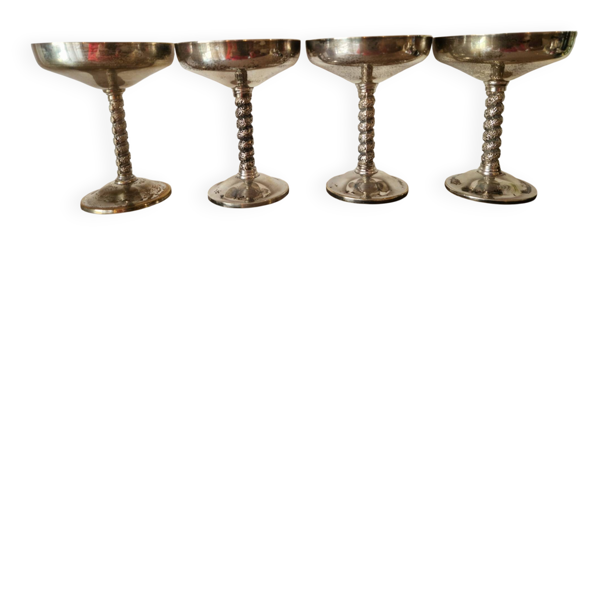 Set of 4 vintage silver dessert bowls – Made in Spain – 1960s
