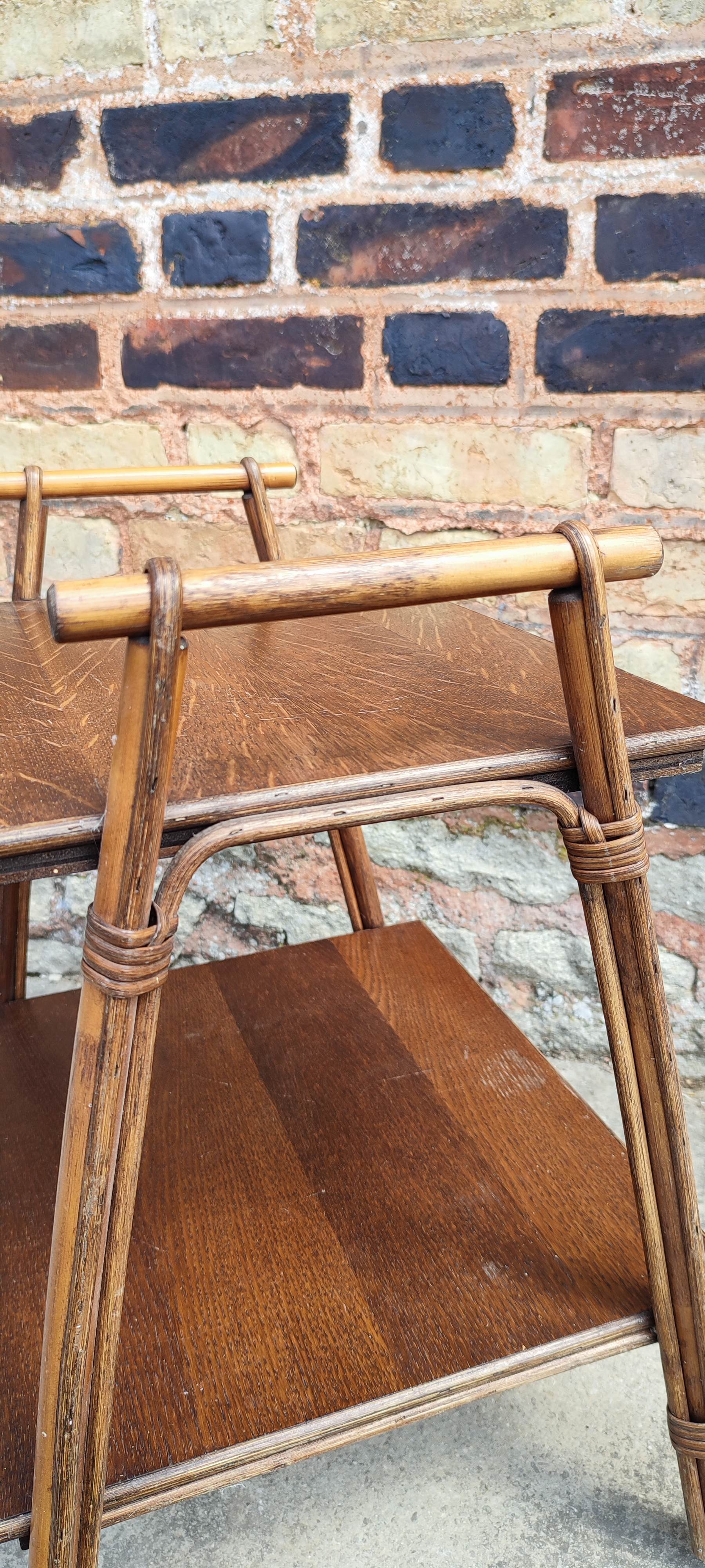 Serving rattan and wood side furniture