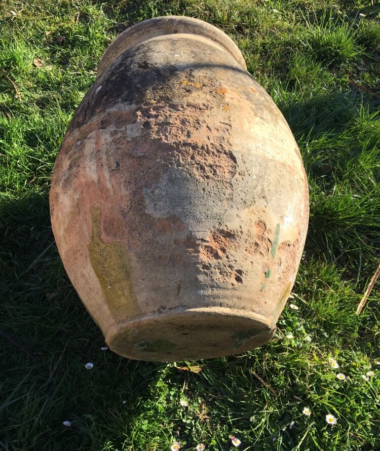 Large old glazed jar in the South of france
